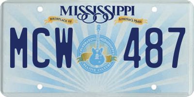 MS license plate MCW487