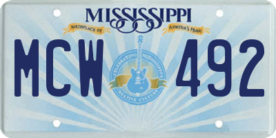 MS license plate MCW492