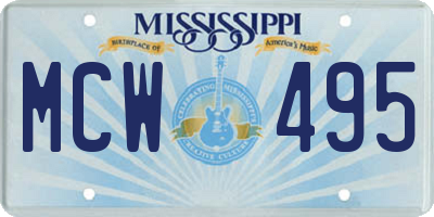 MS license plate MCW495