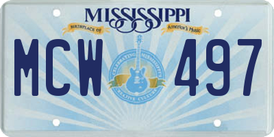 MS license plate MCW497