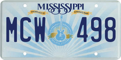 MS license plate MCW498