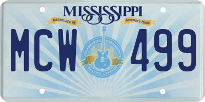 MS license plate MCW499