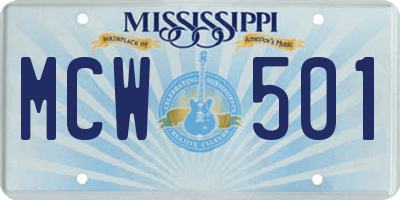 MS license plate MCW501