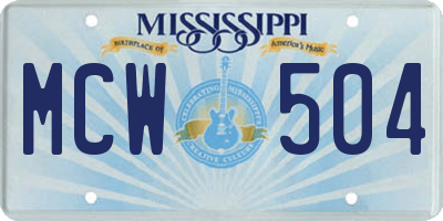 MS license plate MCW504