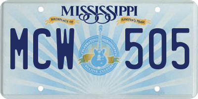 MS license plate MCW505
