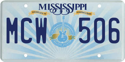 MS license plate MCW506