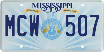 MS license plate MCW507