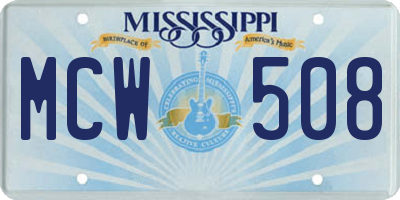 MS license plate MCW508