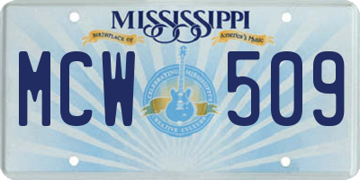 MS license plate MCW509