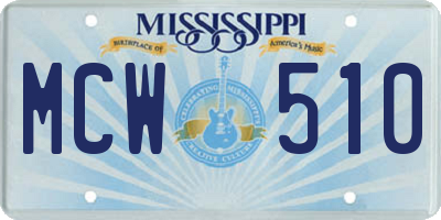 MS license plate MCW510