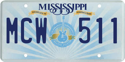 MS license plate MCW511