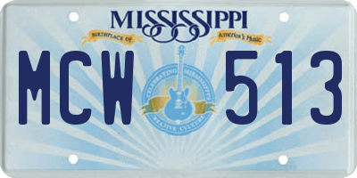 MS license plate MCW513