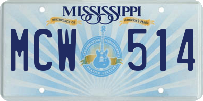MS license plate MCW514