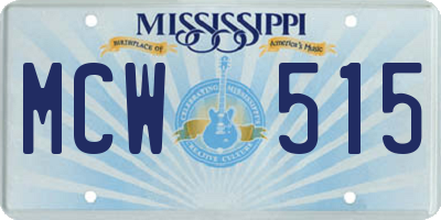 MS license plate MCW515