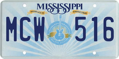 MS license plate MCW516
