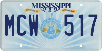 MS license plate MCW517