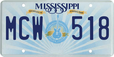 MS license plate MCW518