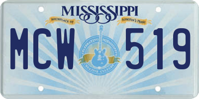 MS license plate MCW519