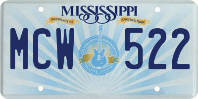 MS license plate MCW522