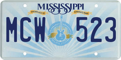 MS license plate MCW523