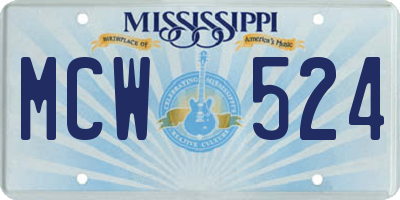 MS license plate MCW524