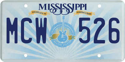 MS license plate MCW526