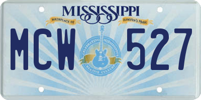 MS license plate MCW527
