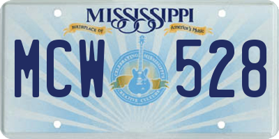 MS license plate MCW528