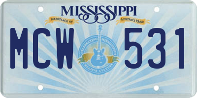 MS license plate MCW531