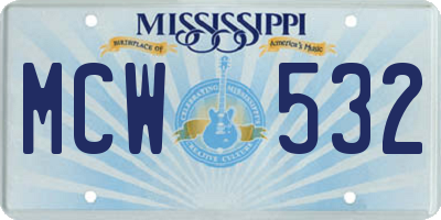 MS license plate MCW532