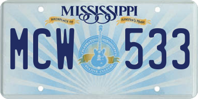 MS license plate MCW533