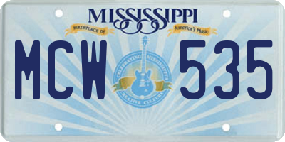MS license plate MCW535