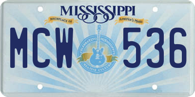 MS license plate MCW536