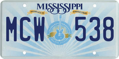 MS license plate MCW538