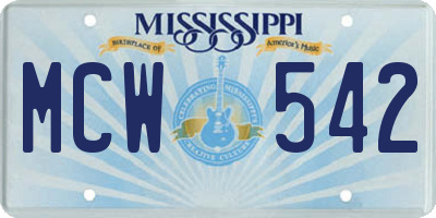 MS license plate MCW542