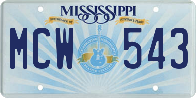 MS license plate MCW543