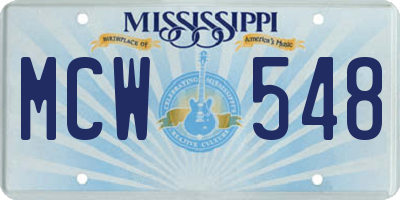 MS license plate MCW548