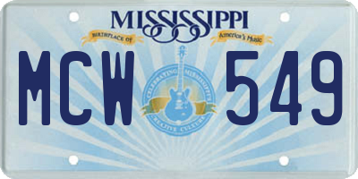 MS license plate MCW549