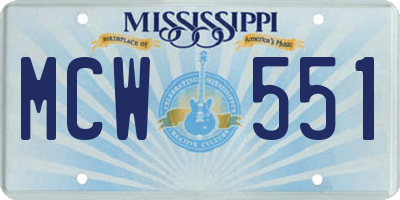 MS license plate MCW551