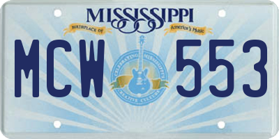 MS license plate MCW553