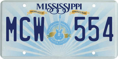 MS license plate MCW554