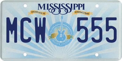 MS license plate MCW555