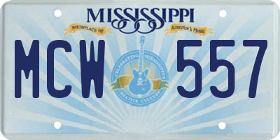 MS license plate MCW557