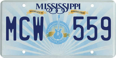 MS license plate MCW559