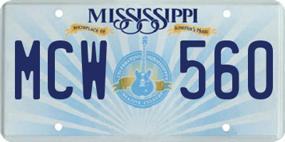 MS license plate MCW560