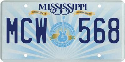 MS license plate MCW568