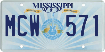 MS license plate MCW571