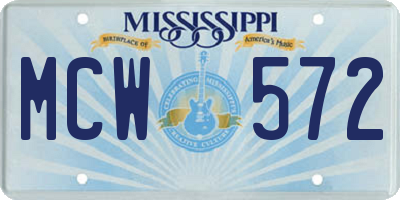 MS license plate MCW572