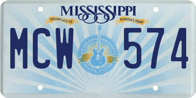 MS license plate MCW574