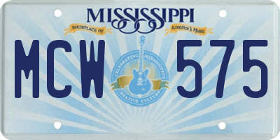 MS license plate MCW575